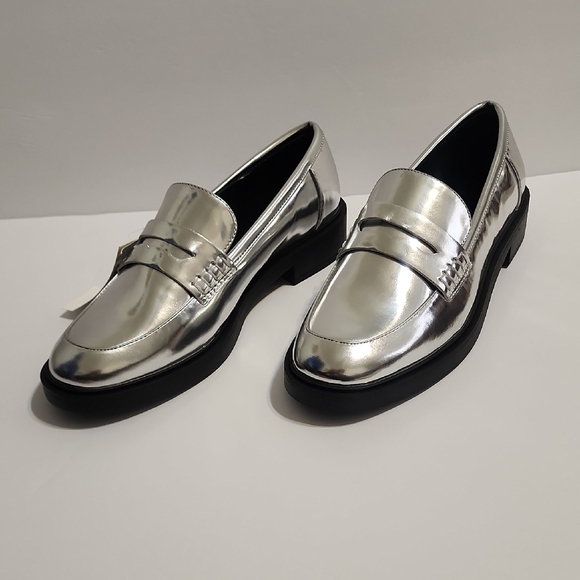 a new day Shoes - A New Day Silver Loafers Women’s 9.5 – Memory Foam, New with Tags